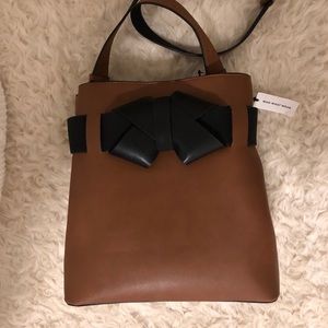 Black and Cognac Cross Body Bow Bag